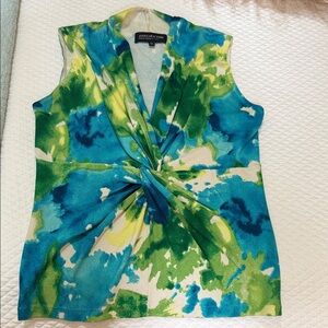 Jones New York Women's Vibrant Blue and Green Blouse